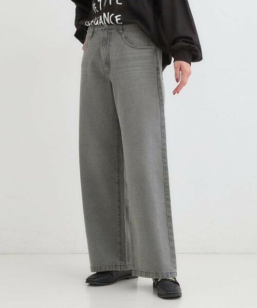 SHOO・LA・RUE / シューラルー デニムパンツ | 【S-LL】脚のラインを拾いにくい デニムワイドパンツ | 詳細2