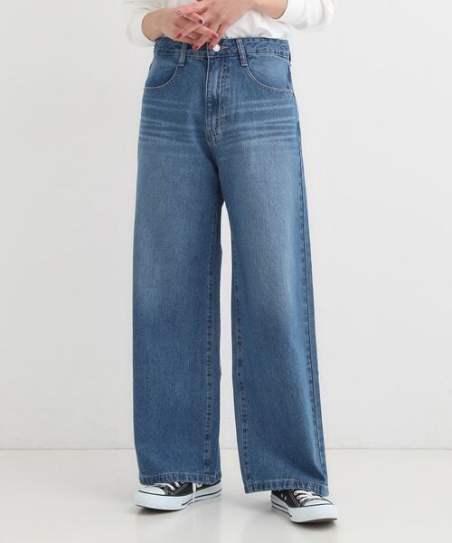 SHOO・LA・RUE / シューラルー デニムパンツ | 【S-LL】脚のラインを拾いにくい デニムワイドパンツ | 詳細9