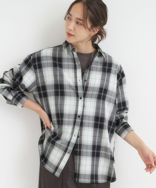 SHOO・LA・RUE / シューラルー シャツ・ブラウス | 【洗える/S-LL】程よいゆとりと抜け感 大人のチェックシャツ(ブラック(019))