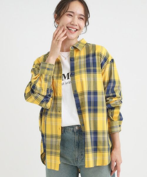 SHOO・LA・RUE / シューラルー シャツ・ブラウス | 【洗える/S-LL】程よいゆとりと抜け感 大人のチェックシャツ(イエロー(032))
