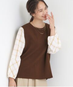 SHOO・LA・RUE / シューラルー シャツ・ブラウス | 【S-LL】1枚できまる お袖チェック 異素材使いトップス