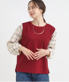 SHOO・LA・RUE / シューラルー シャツ・ブラウス | 【S-LL】1枚できまる お袖チェック 異素材使いトップス