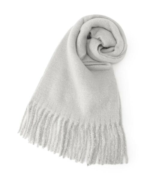 SHOO・LA・RUE / シューラルー マフラー・ショール・スヌード・ストール | 太フリンジラメストール(グレー(012))