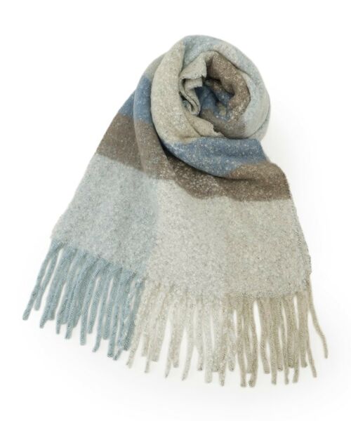 SHOO・LA・RUE / シューラルー マフラー・ショール・スヌード・ストール | 太フリンジブロックチェックストール | 詳細1