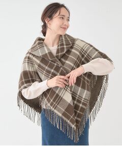 SHOO・LA・RUE / シューラルー ポンチョ | 【リバーシブル】襟元ギャザー チェックポンチョ