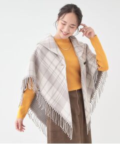 SHOO・LA・RUE / シューラルー ポンチョ | 【リバーシブル】襟元ギャザー チェックポンチョ