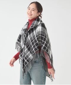 SHOO・LA・RUE / シューラルー ポンチョ | 【リバーシブル】襟元ギャザー チェックポンチョ