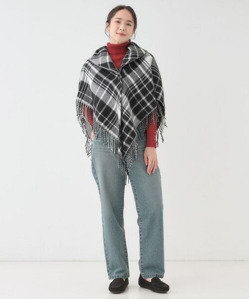 SHOO・LA・RUE / シューラルー ポンチョ | 【リバーシブル】襟元ギャザー チェックポンチョ | 詳細10