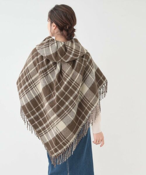 SHOO・LA・RUE / シューラルー ポンチョ | 【リバーシブル】襟元ギャザー チェックポンチョ | 詳細16
