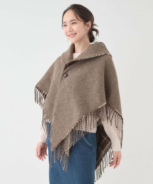 SHOO・LA・RUE / シューラルー ポンチョ | 【リバーシブル】襟元ギャザー チェックポンチョ | 詳細18