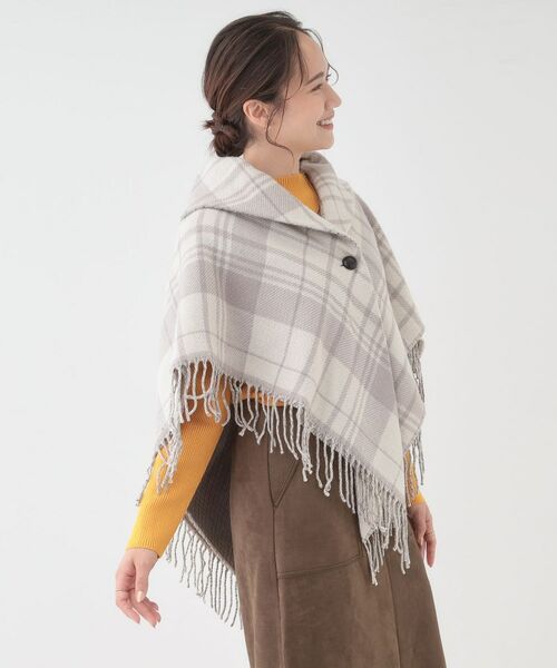 SHOO・LA・RUE / シューラルー ポンチョ | 【リバーシブル】襟元ギャザー チェックポンチョ | 詳細2