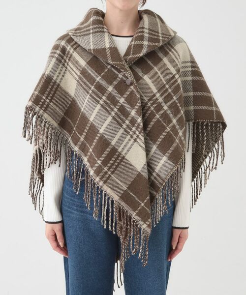 SHOO・LA・RUE / シューラルー ポンチョ | 【リバーシブル】襟元ギャザー チェックポンチョ | 詳細23