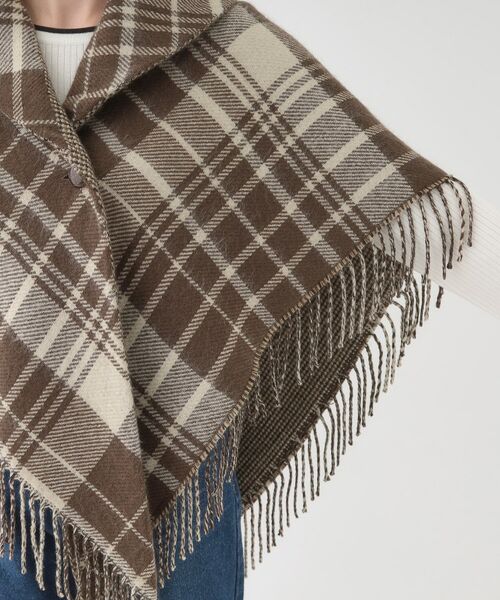 SHOO・LA・RUE / シューラルー ポンチョ | 【リバーシブル】襟元ギャザー チェックポンチョ | 詳細28