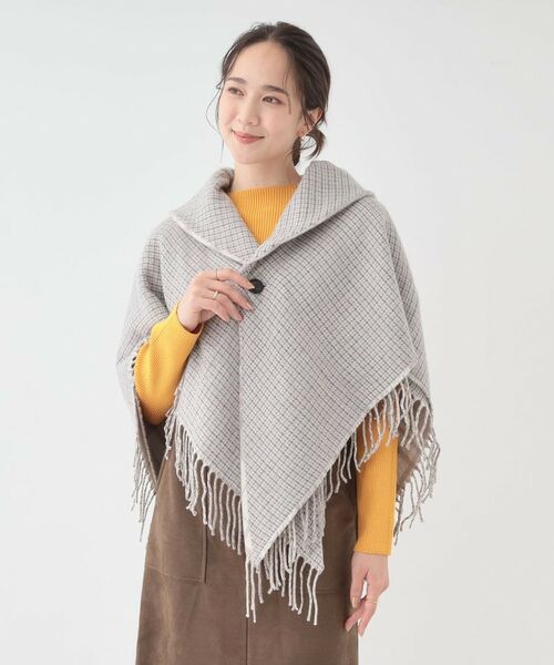 SHOO・LA・RUE / シューラルー ポンチョ | 【リバーシブル】襟元ギャザー チェックポンチョ | 詳細4