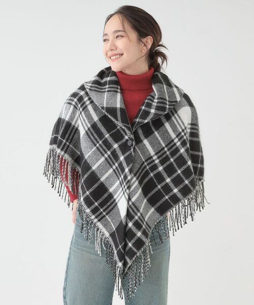 SHOO・LA・RUE / シューラルー ポンチョ | 【リバーシブル】襟元ギャザー チェックポンチョ | 詳細8