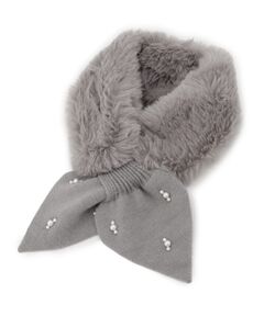 SHOO・LA・RUE / シューラルー マフラー・ショール・スヌード・ストール | ファー×パール風付きニットティペット