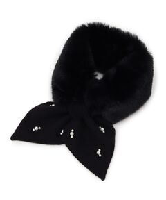 SHOO・LA・RUE / シューラルー マフラー・ショール・スヌード・ストール | ファー×パール風付きニットティペット