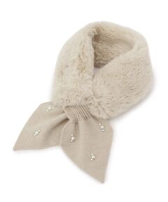 SHOO・LA・RUE / シューラルー マフラー・ショール・スヌード・ストール | ファー×パール風付きニットティペット