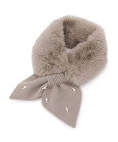 SHOO・LA・RUE / シューラルー マフラー・ショール・スヌード・ストール | ファー×パール風付きニットティペット