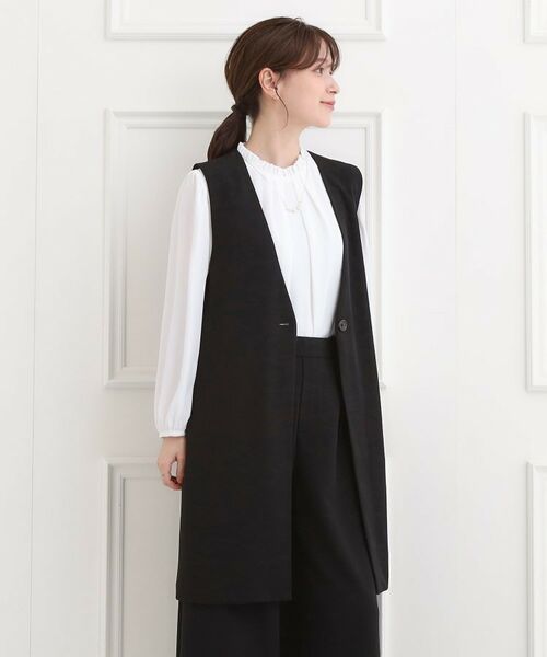 SHOO・LA・RUE / シューラルー ベスト | 【洗濯機可/イージーケア/ストレッチ】きちんと楽に。カットジョーゼットロングジレ | 詳細1