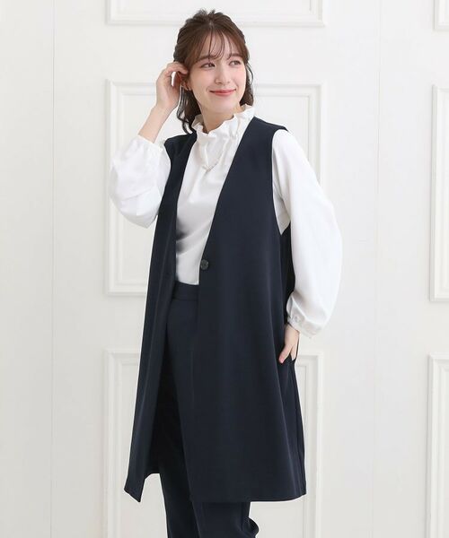 SHOO・LA・RUE / シューラルー ベスト | 【洗濯機可/イージーケア/ストレッチ】きちんと楽に。カットジョーゼットロングジレ | 詳細10