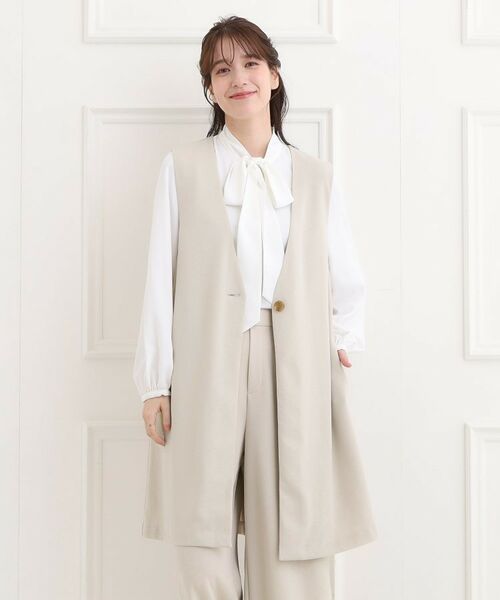 SHOO・LA・RUE / シューラルー ベスト | 【洗濯機可/イージーケア/ストレッチ】きちんと楽に。カットジョーゼットロングジレ | 詳細5