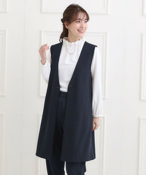 SHOO・LA・RUE / シューラルー ベスト | 【洗濯機可/イージーケア/ストレッチ】きちんと楽に。カットジョーゼットロングジレ | 詳細9