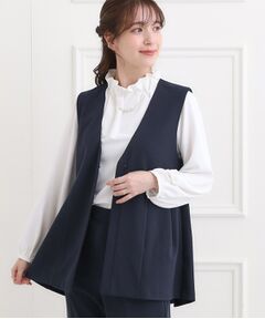 SHOO・LA・RUE / シューラルー ベスト | 【洗濯機可/イージーケア/ストレッチ】きちんと楽に。カットジョーゼットペプラムジレ