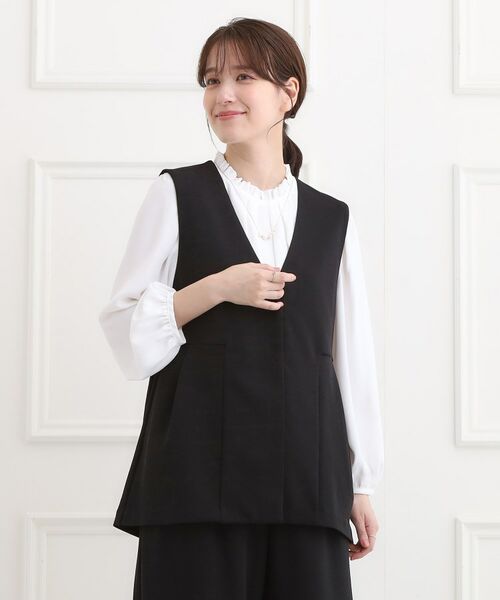 SHOO・LA・RUE / シューラルー ベスト | 【洗濯機可/イージーケア/ストレッチ】きちんと楽に。カットジョーゼットペプラムジレ | 詳細1