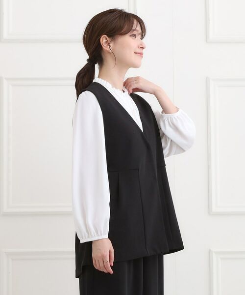 SHOO・LA・RUE / シューラルー ベスト | 【洗濯機可/イージーケア/ストレッチ】きちんと楽に。カットジョーゼットペプラムジレ | 詳細2