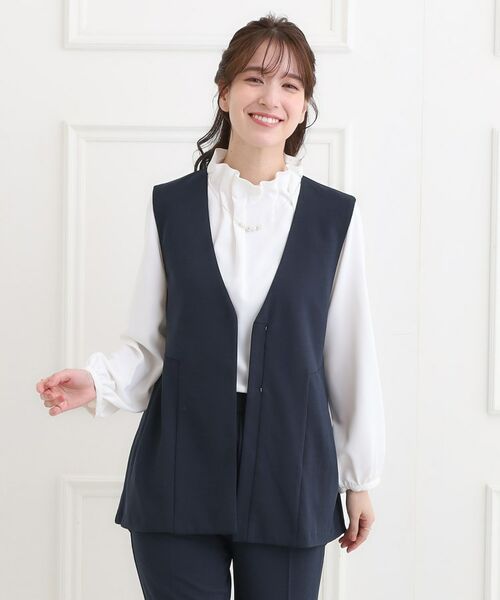 SHOO・LA・RUE / シューラルー ベスト | 【洗濯機可/イージーケア/ストレッチ】きちんと楽に。カットジョーゼットペプラムジレ | 詳細5