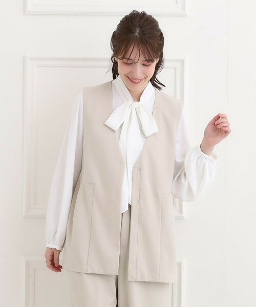 SHOO・LA・RUE / シューラルー ベスト | 【洗濯機可/イージーケア/ストレッチ】きちんと楽に。カットジョーゼットペプラムジレ | 詳細9