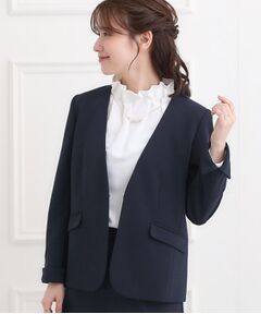 SHOO・LA・RUE / シューラルー ノーカラージャケット | 【洗濯機可/イージーケア/ストレッチ】きちんと楽に。カットジョーゼットジャケット