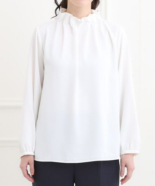 SHOO・LA・RUE / シューラルー シャツ・ブラウス | 【洗濯機可/S-3L】上品で華やか スタンドフリルブラウス | 詳細13