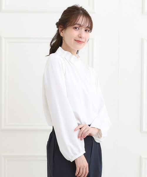 SHOO・LA・RUE / シューラルー シャツ・ブラウス | 【洗濯機可/S-3L】上品で華やか スタンドフリルブラウス | 詳細2