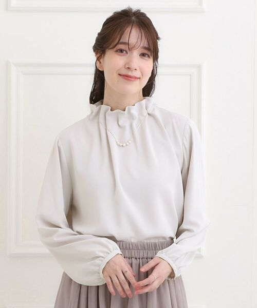 SHOO・LA・RUE / シューラルー シャツ・ブラウス | 【洗濯機可/S-3L】上品で華やか スタンドフリルブラウス | 詳細9