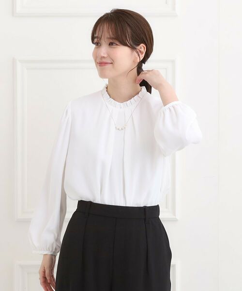 SHOO・LA・RUE / シューラルー シャツ・ブラウス | 【洗濯機可/裏地つき】ミニフリル クルーネックブラウス | 詳細1