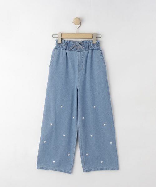 SHOO・LA・RUE / シューラルー デニムパンツ | 【130-150cm】刺繍使いワイドデニムパンツ(サックスブルー(090))