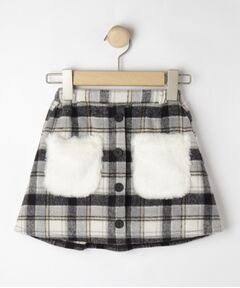 SHOO・LA・RUE / シューラルー ミニ・ひざ丈スカート | 【100-150cm】フェイクファーポケットチェック台形スカート