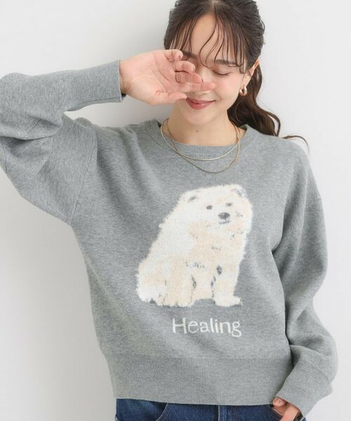 SHOO・LA・RUE / シューラルー ニット・セーター | ふわふわアニマル ジャカードニット(グレー(012))