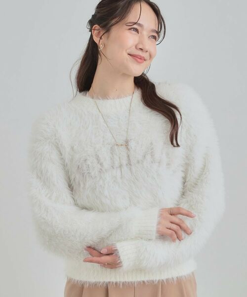 SHOO・LA・RUE / シューラルー ニット・セーター | ふわふわ ロゴフェザーニット(オフホワイト(003))