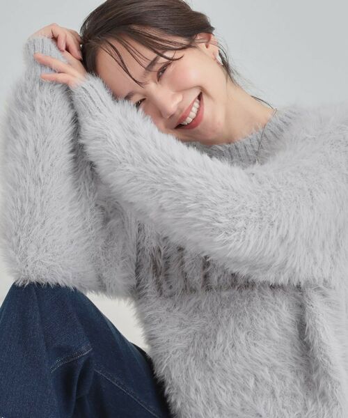 SHOO・LA・RUE / シューラルー ニット・セーター | ふわふわ ロゴフェザーニット(ライトグレー(011))