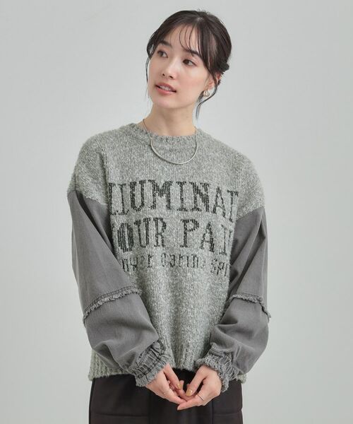 SHOO・LA・RUE / シューラルー ニット・セーター | お袖デニム切替 ブークレロゴニット | 詳細1