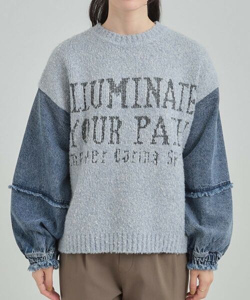 SHOO・LA・RUE / シューラルー ニット・セーター | お袖デニム切替 ブークレロゴニット | 詳細9