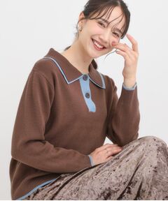 SHOO・LA・RUE / シューラルー ニット・セーター | 【S-LL】2枚襟配色のポロニット