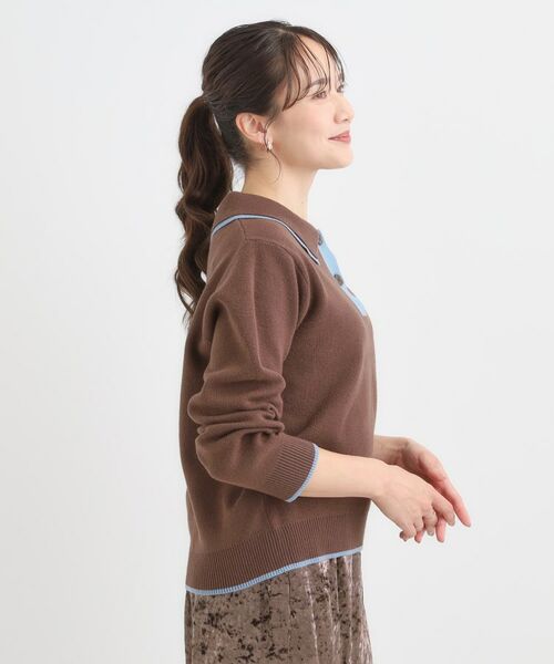 SHOO・LA・RUE / シューラルー ニット・セーター | 【S-LL】2枚襟配色のポロニット | 詳細10