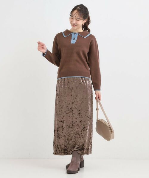 SHOO・LA・RUE / シューラルー ニット・セーター | 【S-LL】2枚襟配色のポロニット | 詳細11