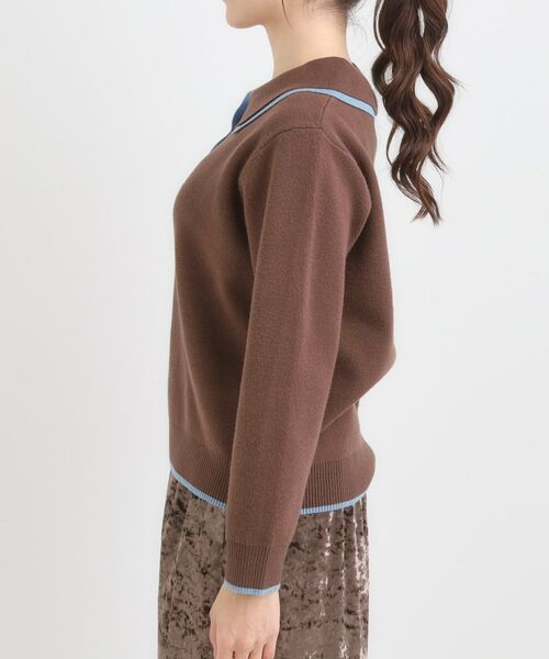 SHOO・LA・RUE / シューラルー ニット・セーター | 【S-LL】2枚襟配色のポロニット | 詳細14