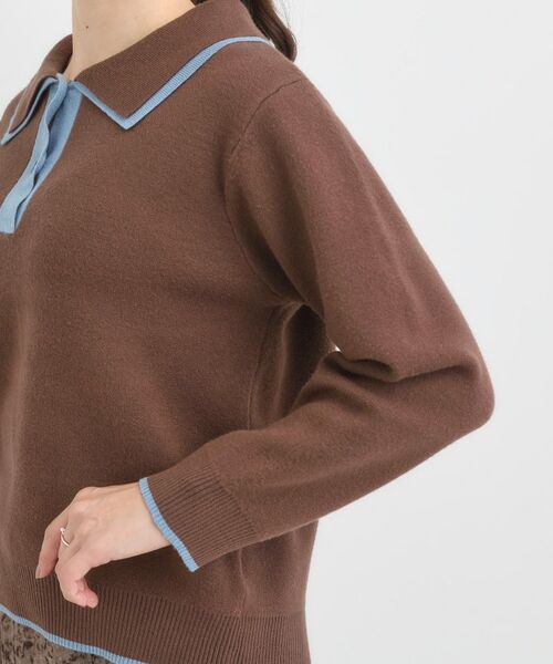 SHOO・LA・RUE / シューラルー ニット・セーター | 【S-LL】2枚襟配色のポロニット | 詳細17
