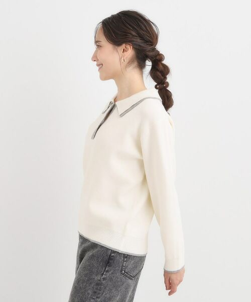 SHOO・LA・RUE / シューラルー ニット・セーター | 【S-LL】2枚襟配色のポロニット | 詳細2